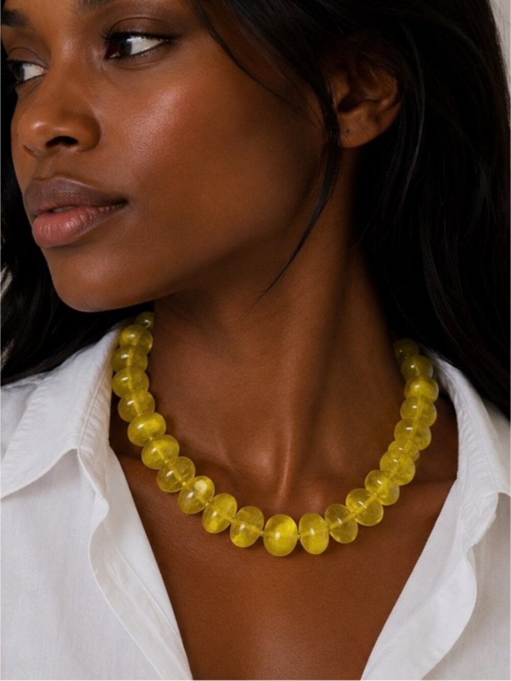 New! Yellow Marbled Chunky Beaded Dopamine Necklace NWOT